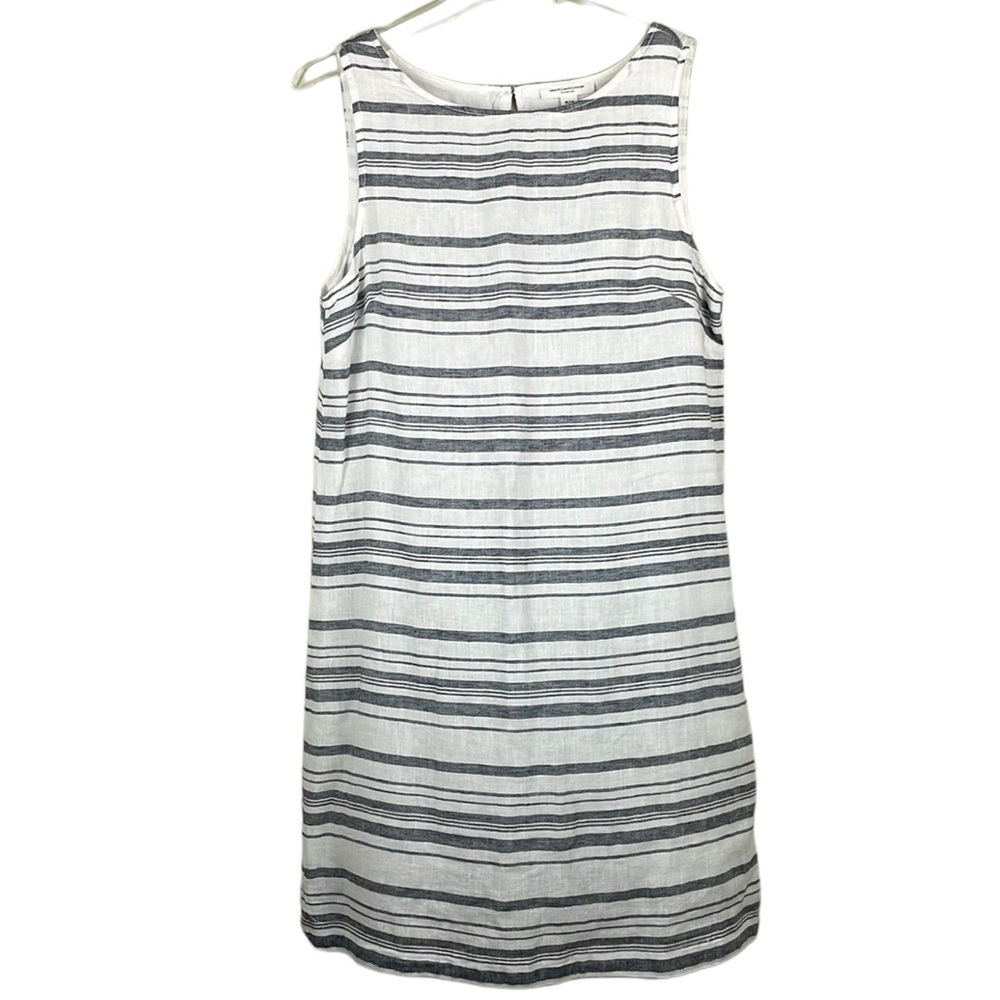 Beach Lunch Lounge Alina Striped Shift Lined Linen Blend Size Medium